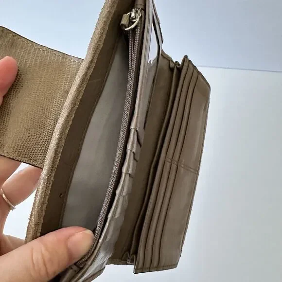 Coach Women's Madison Clover Op Art Wallet Blue Cream Brown Satin - Picture 8 of 15